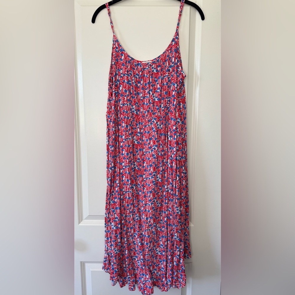 J. Crew Vibrant Red and Blue Floral Dress